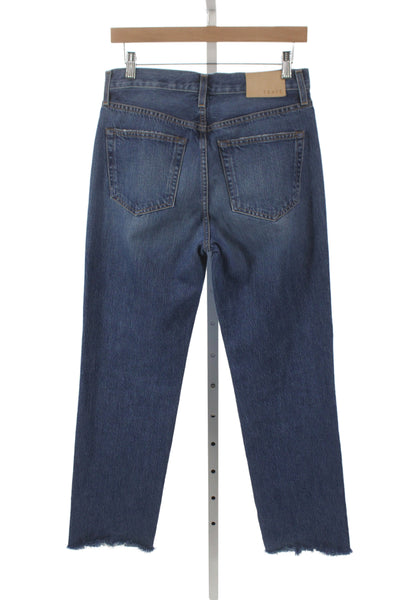 Trave Womens Straight Jeans Blue High Rise 100% Cotton Button Size 26