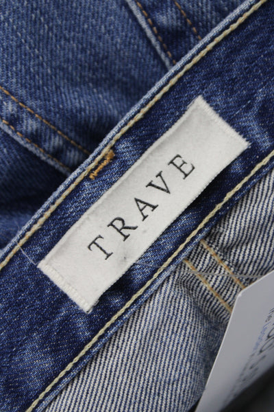 Trave Womens Straight Jeans Blue High Rise 100% Cotton Button Size 26