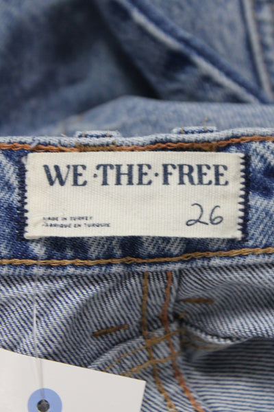 We The Free Womens Wide-Leg Jeans High Rise Blue Cotton Blend Size 26