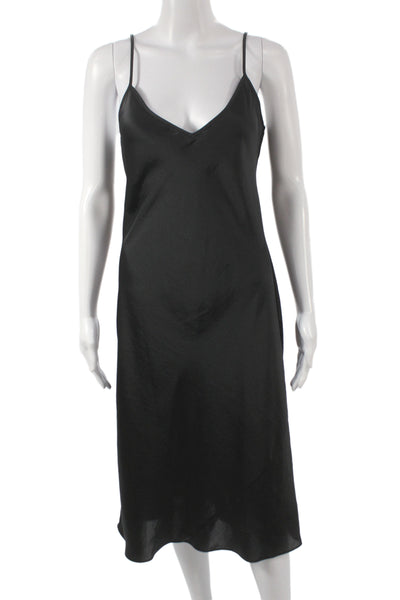 Wilfred Womens Black V-Neck Slip Dress Knee Length 100% Polyester Size S