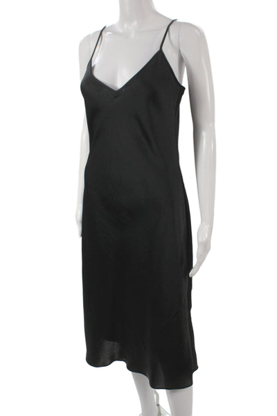 Wilfred Womens Black V-Neck Slip Dress Knee Length 100% Polyester Size S