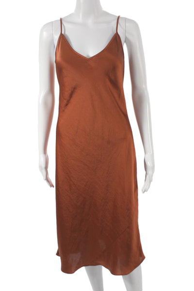 Wilfred Women Slip Dress Orange V-Neck Sleeveless Polyester Size S