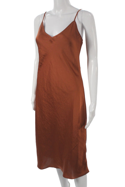 Wilfred Women Slip Dress Orange V-Neck Sleeveless Polyester Size S
