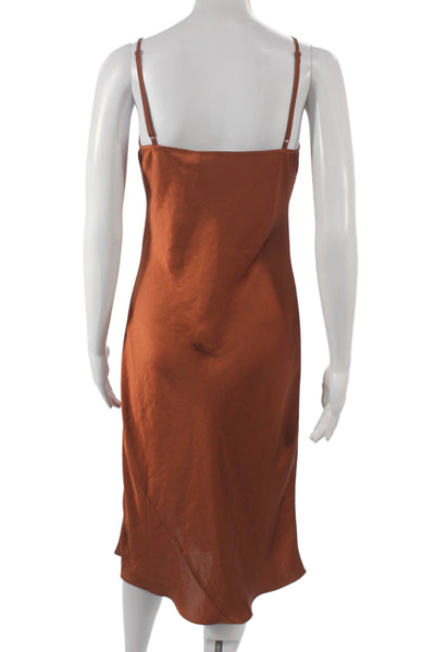 Wilfred Women Slip Dress Orange V-Neck Sleeveless Polyester Size S