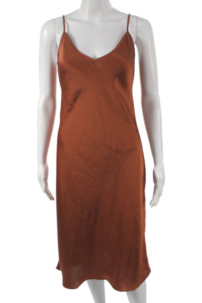 Wilfred Women Slip Dress Orange V-Neck Knee Length Sleeveless Size M