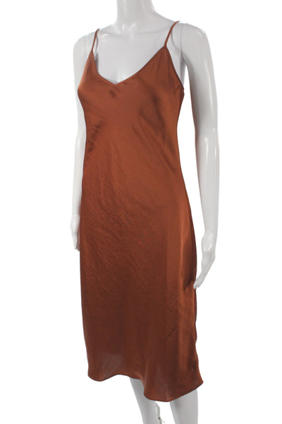 Wilfred Women Slip Dress Orange V-Neck Knee Length Sleeveless Size M
