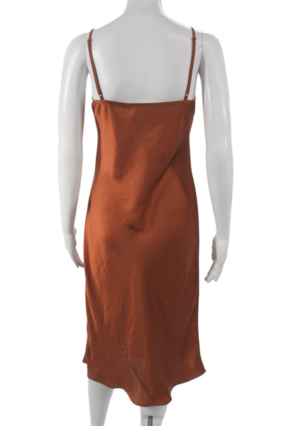 Wilfred Women Slip Dress Orange V-Neck Knee Length Sleeveless Size M