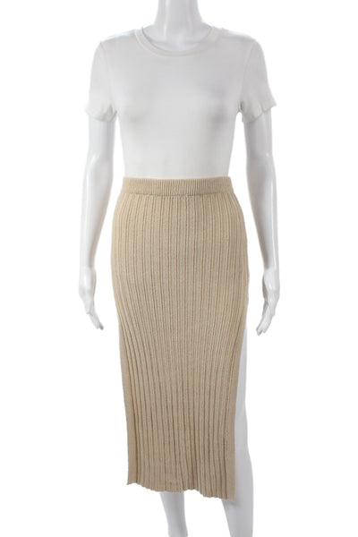 Hera Collection Women Straight Pencil Skirt Beige Acrylic Blend Knee Size M