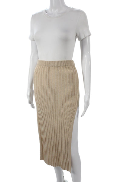 Hera Collection Women Straight Pencil Skirt Beige Acrylic Blend Knee Size M
