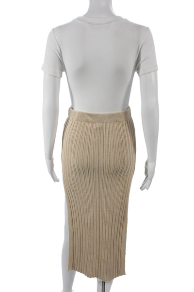 Hera Collection Women Straight Pencil Skirt Beige Acrylic Blend Knee Size M