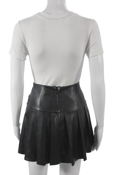 We Wore What Womens Pleated Black Skirt Buckle Knee Length Size S