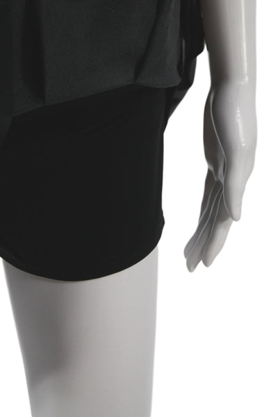 We Wore What Womens Pleated Black Skirt Buckle Knee Length Size S