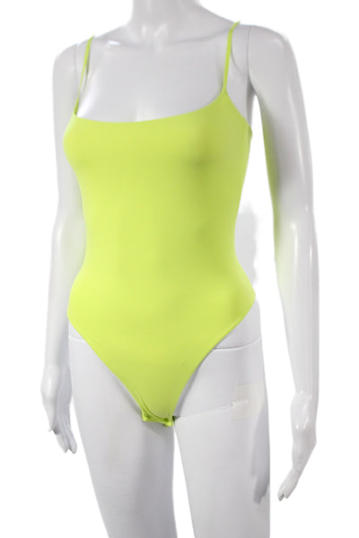 Skims Womens One Piece Sleeveless Neon Yellow Polyamide Size M