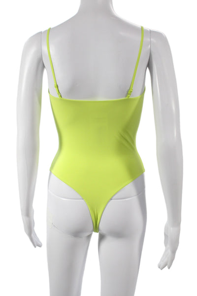 Skims Womens One Piece Sleeveless Neon Yellow Polyamide Size M