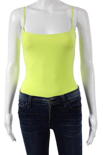 Skims Womens One Piece Sleeveless Neon Yellow Polyamide Size M