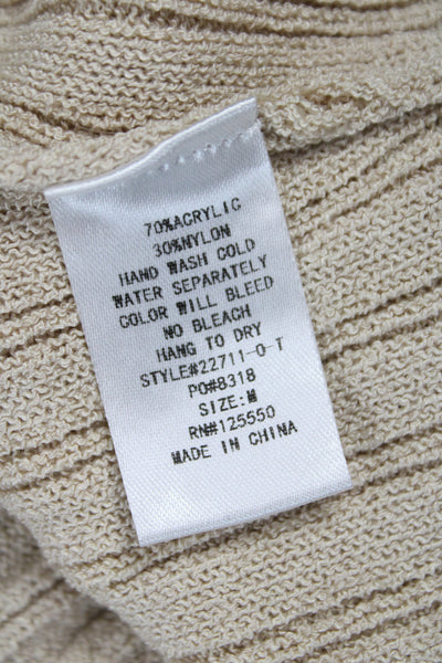 Hera Collection Women Cropped Beige Tank Mock Neck Sleeveless Acrylic Size M