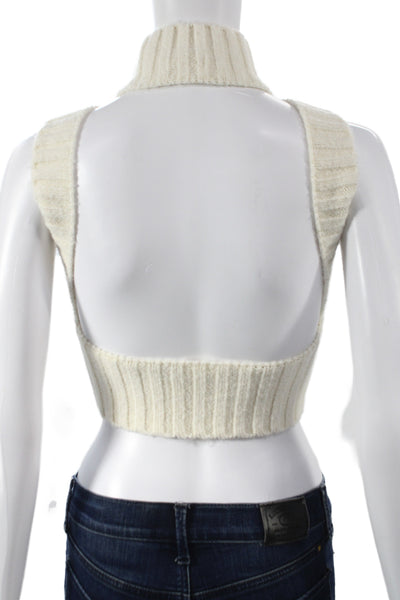 For Love And Lemons Womens Ivory High Neck Sleeveless Vest Sweater Size S