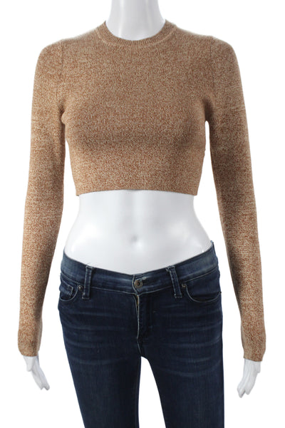 Ronny Kobo Women Pullover Sweater Brown Crew Neck Long Sleeve Size XS