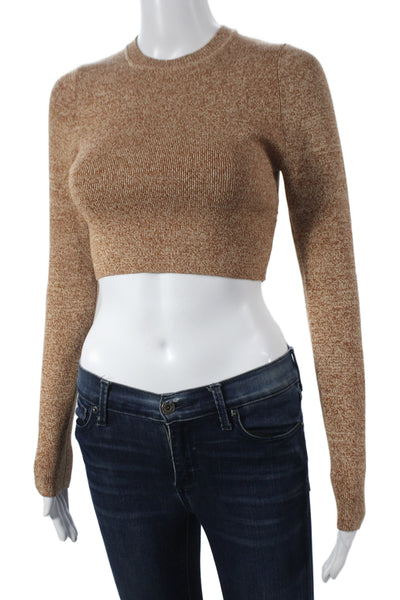 Ronny Kobo Women Pullover Sweater Brown Crew Neck Long Sleeve Size XS