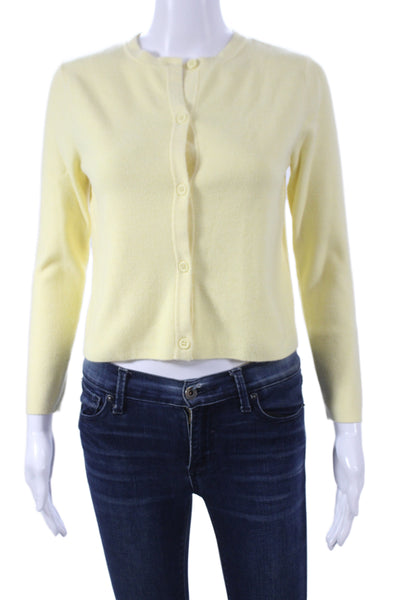 Zara Women Yellow Viscose Cardigan Long Sleeve Round Neck Size S