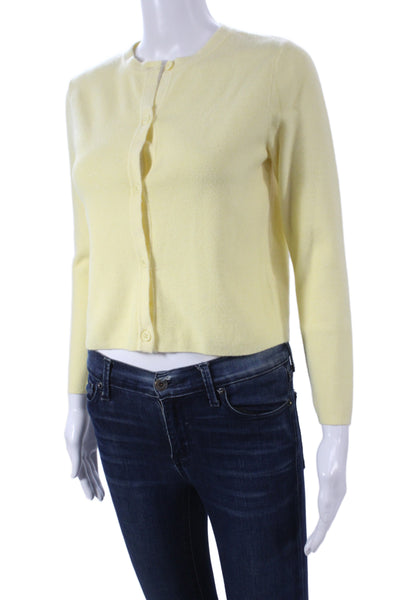 Zara Women Yellow Viscose Cardigan Long Sleeve Round Neck Size S