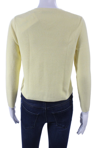 Zara Women Yellow Viscose Cardigan Long Sleeve Round Neck Size S