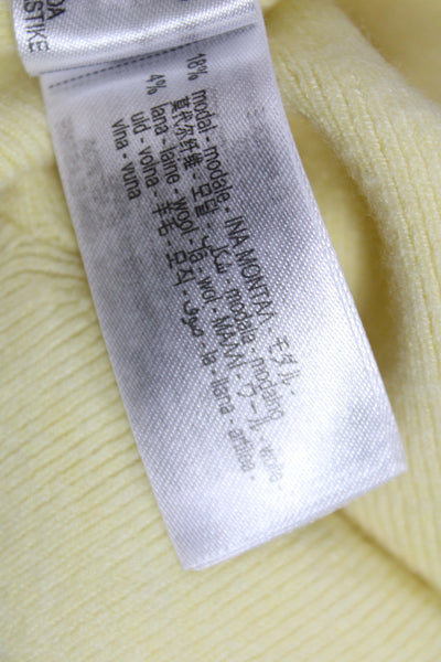 Zara Women Yellow Viscose Cardigan Long Sleeve Round Neck Size S