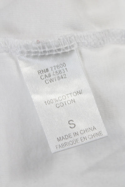 Chaser Women Cropped White Cotton Long Sleeve T-Shirt Size S