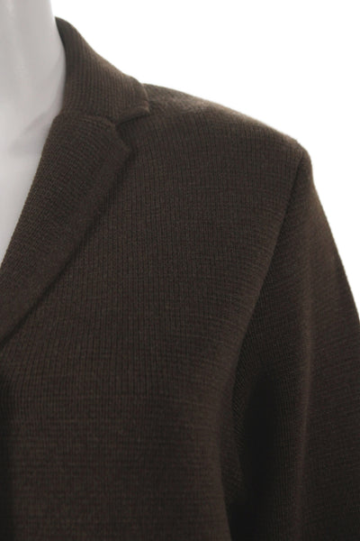 Zara Womens Basic Jacket Brown Collared Button Acrylic Long Sleeve Size M