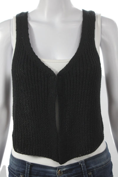 Isalis Womens Black Nylon Sleeveless Solid Vest Size XS