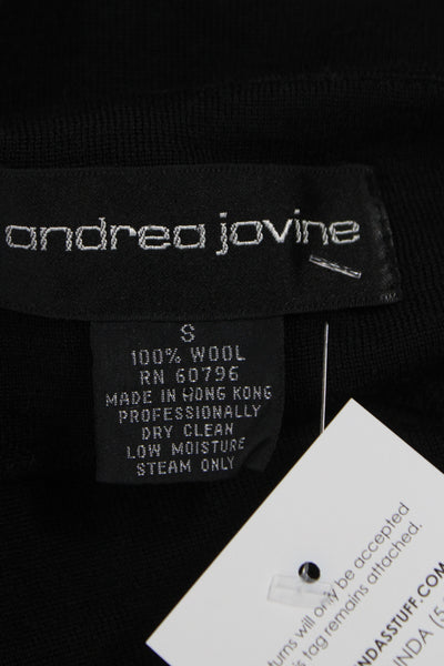 Andrea Jovine Womens Bodycon Dress Black Wool V Neck Long Sleeve Size S