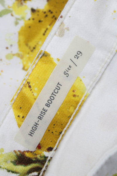 Anthropologie Womens Bootcut Jeans Multicolor Floral Lemons Cotton Size 29