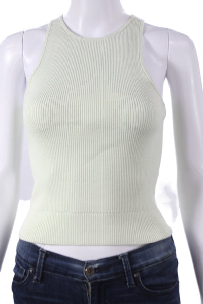 Toccin Womens Basic High Neck Sleeveless Tank Green Rayon Solid Size XS
