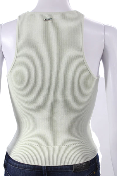 Toccin Womens Basic High Neck Sleeveless Tank Green Rayon Solid Size XS