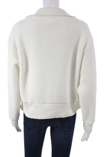 Varley Womens Pullover Zip Sweatshirt Collared White Recycled Polyester Size XS