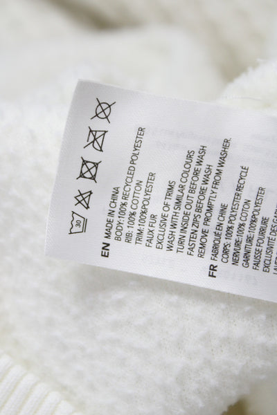 Varley Womens Pullover Zip Sweatshirt Collared White Recycled Polyester Size XS