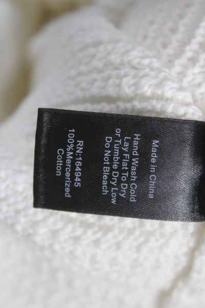Toccin Women Cardigan White Mercerized Cotton Chain Detail Long Sleeve Size XS
