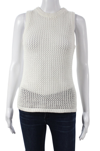 Toccin Women Basic White 100% Cotton Round Neck Tank Size XS