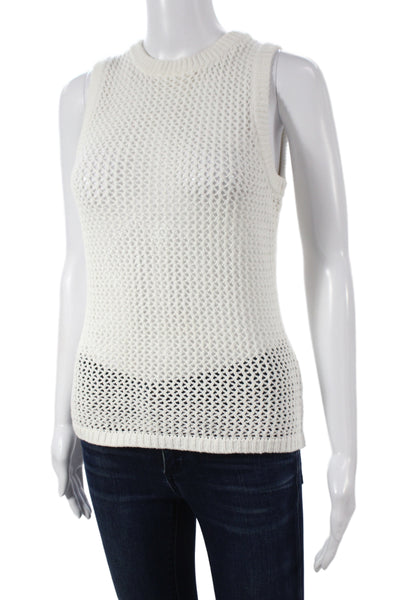 Toccin Women Basic White 100% Cotton Round Neck Tank Size XS