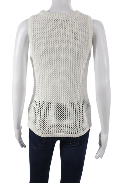 Toccin Women Basic White 100% Cotton Round Neck Tank Size XS