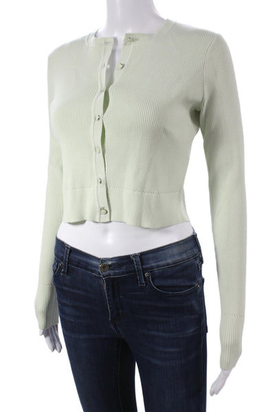 Toccin Womens Cardigan Green Long Sleeve Round Neck Rayon Size XS