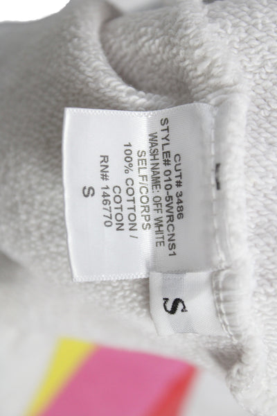 Re/Done Womens Pullover White Striped Crew Neck Size S