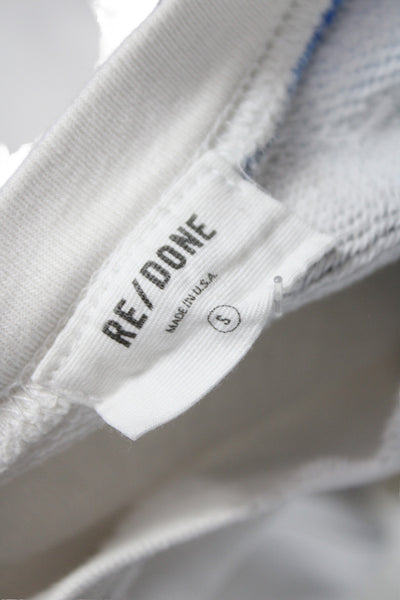 Re/Done Womens Pullover White Striped Crew Neck Size S