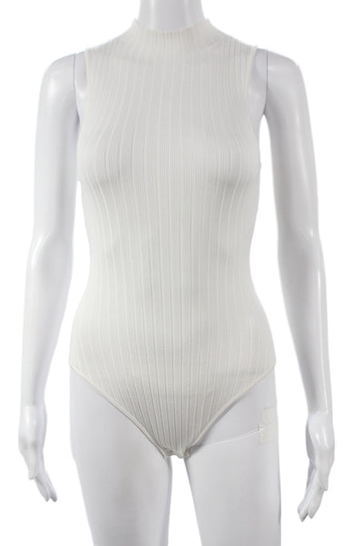 Toccin Womens Sleeveless One Piece Bodysuit White Acetate Modern Size XS