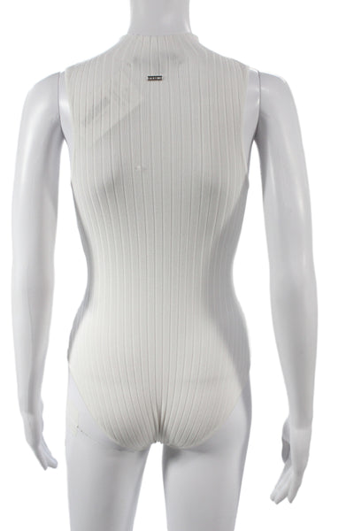 Toccin Womens Sleeveless One Piece Bodysuit White Acetate Modern Size XS