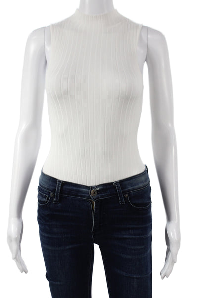 Toccin Womens Sleeveless One Piece Bodysuit White Acetate Modern Size XS