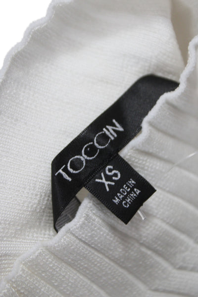 Toccin Womens Sleeveless One Piece Bodysuit White Acetate Modern Size XS