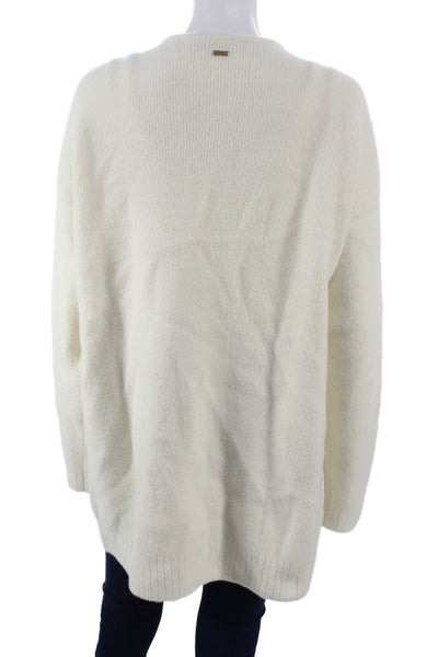 Toccin Women Ivory V-Neck Long Sleeve Cardigan Size L