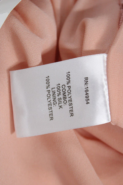 Toccin Women Straight Pencil Skirt Pink Solid Zip Knee Length Polyester Size 2