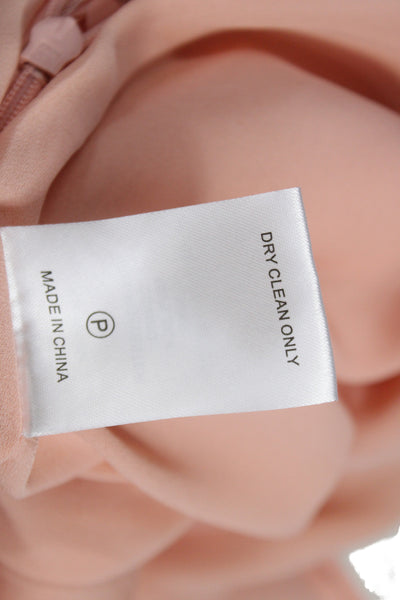 Toccin Women Straight Pencil Skirt Pink Solid Zip Knee Length Polyester Size 2